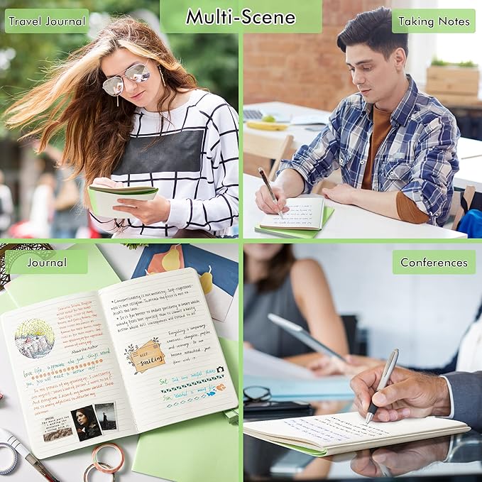 16 Pack Soft Cover Journal Bulk, Feela Lined Notebooks College Ruled for Work for Women Girl Writing, Blank Travel Journal Note Taking Notebook School Business Supplies, 8.2” x 5.5”, A5, Light Green