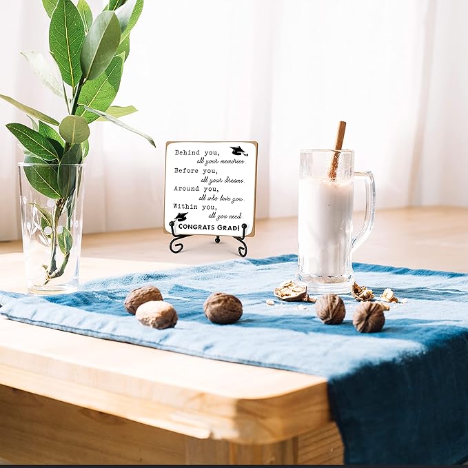 Graduation Decorations, Graduation Gifts for Class of 2026, Inspirational Desk Decor Wood Plaque with Stand, Congrats Grad Gift for Senior College Graduated Women Girl-A31
