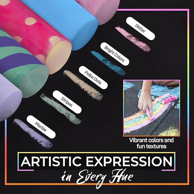 Loddie Doddie-Bucket of Sidewalk Chalk-Long lasting Non-Toxic Jumbo Sticks- Reusable Bucket for hours of fun and creativity with easy clean up! (Multi)