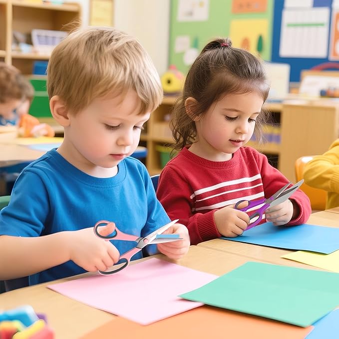 Black 6 Scissors Pack, Rkqoa 8" All Purpose Scissor - High Performance and Designed for Everyday use, Stainless Steel Shears Set with Comfort Grip, Right/Left Handed