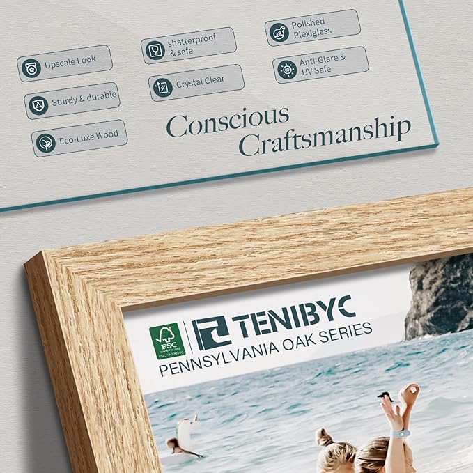 20x28 Oak Poster Frame 3 Pack, Natural Solid Wood Picture Frame, Wall Gallery Frame