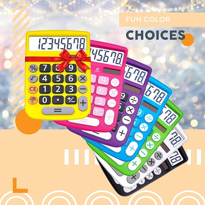 CATIGA Desktop Calculator 8 Digit with Solar Power and LCD Display, Big Buttons, for Home, Office, School, Class and Business, 4 Function Small Basic Calculators for Desk, CD-8185