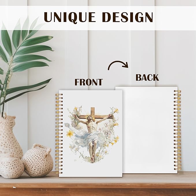 Qabliqo Christian Jesus Spiral Notebooks, Resurrection of Jesus Journals for Writing, Religious Christian Journal for Women Men, Faith Based Gifts Notebook for Note Taking, 5.5x8.3 Inch