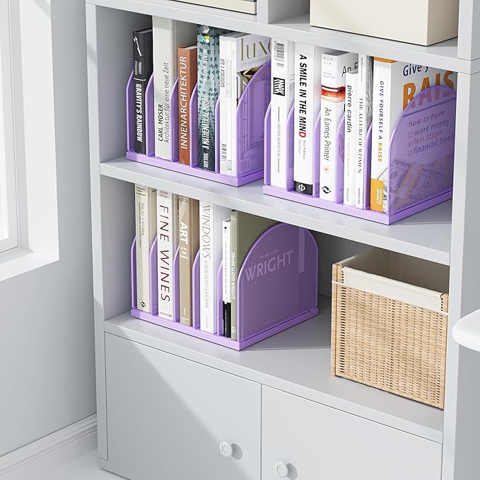 gianotter Desktop File Organizer, Desk Organizer with 5 Compartments, Paper Organizer for Desk, Workspace Organizers for Office Supplies (Purple)