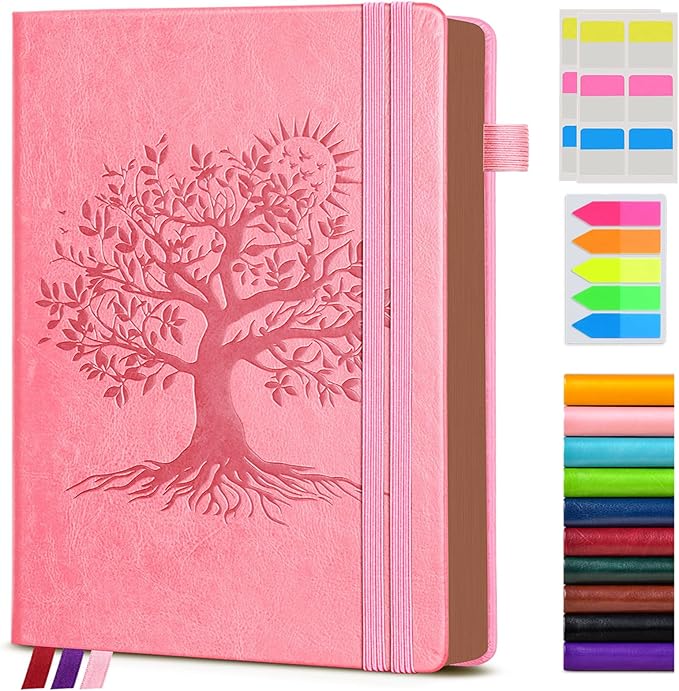 Vintage Leather Journal - 300 Page Lined Journal Notebook with Numbered Pages,A5 Notebook for Women Men,Travel Diary,Daily Journal for Writing, Note Taking, School & Work (5.8" x 8.3")