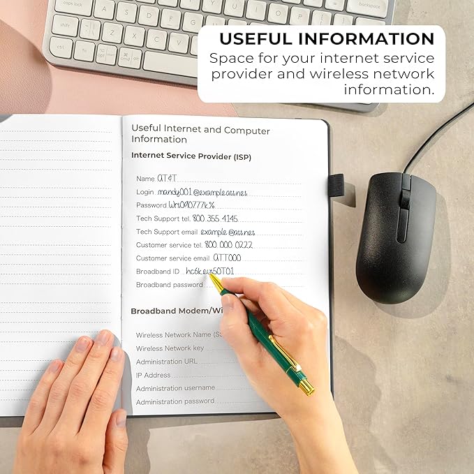 Clever Fox Password Book with alphabetical tabs. Internet Address Organizer Logbook. Large Password Keeper for Website Logins (Black)