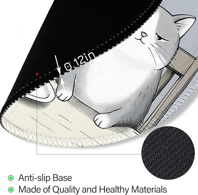 Funny Cat Mouse Pad, Grey Small Round Mouse Pads for Desk, Mini Travel Mousepad for Wireless Computer Laptop, Office Desk Accessories, Where's The Mouse, 8.6 x 8.6 inch