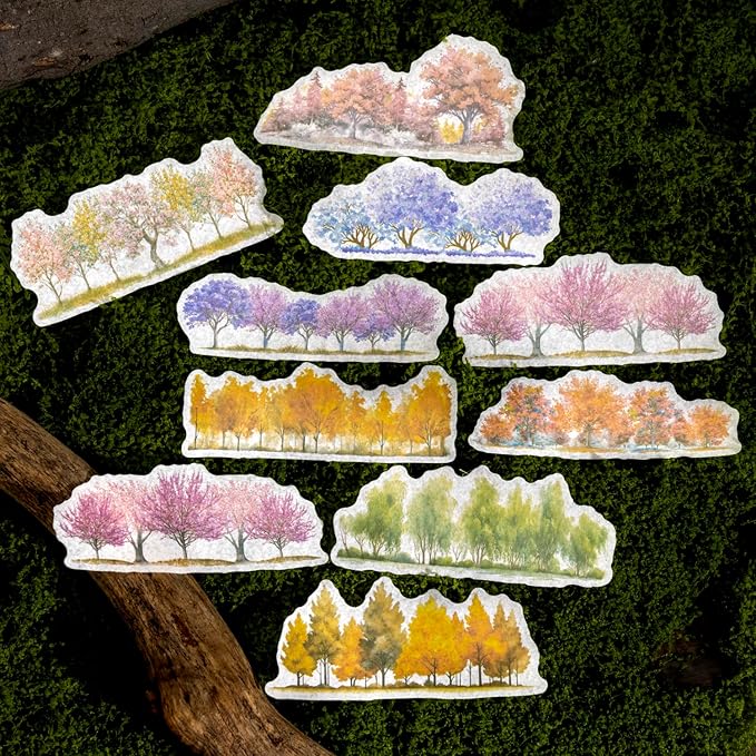 Tree Washi Stickers Set, 120PCS Nature-Inspired Forest Stickers for Scrapbooking, Journaling, DIY Crafts, and Art Supplies