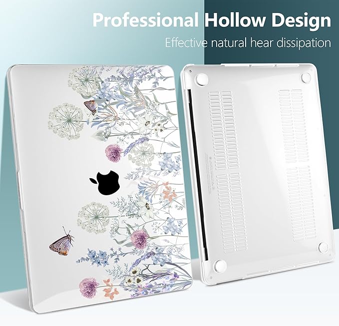 TWOLSKOO Compatible with MacBook Pro 13 inch Case 2023-2016 A2338 M2/M1 A2251 A2289 A2159 A1989 A1706, Plastic Hard Shell Cover & Keyboard Skin & Screen Protector, Dandelions