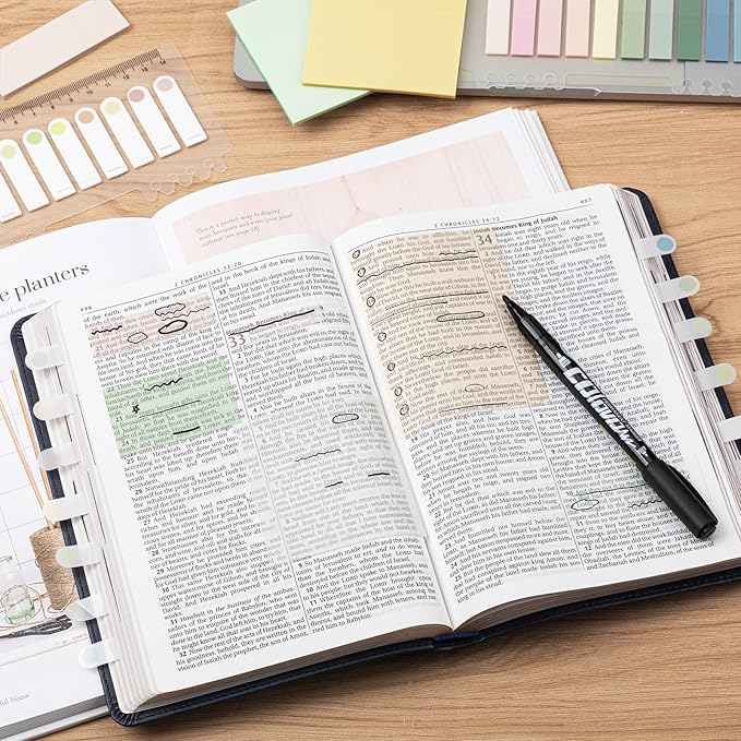 Transparent Sticky Notes,1120 Sheets Clear Sticky Notes with Pen, Waterproof Annotation Kit, Self-Adhesive Translucent Writable Index Tabs for Annotation Books, Bible Journaling Study Office School