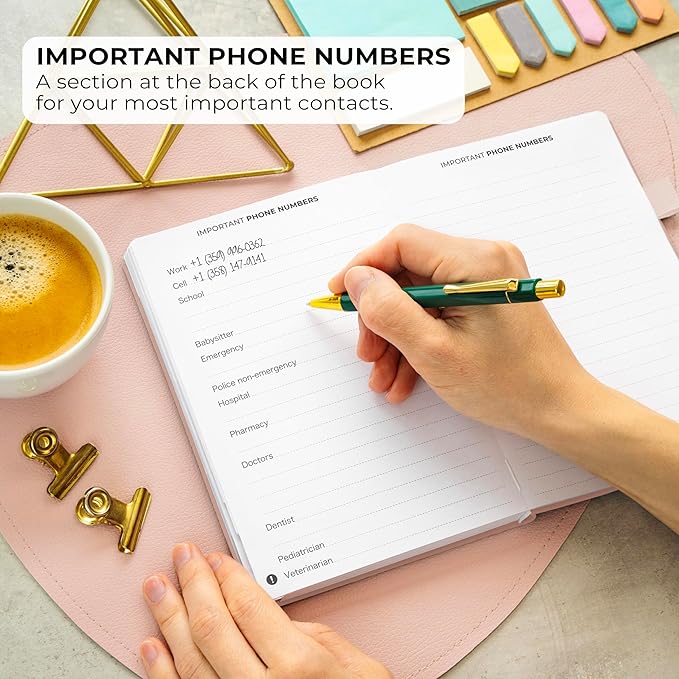 Clever Fox Address Book with alphabetic tabs - PU leather telephone and address book for keeping contacts safe, Contact Organizer Journal, Medium Size (5.3″ x 7.7″) Hardcover, Rose Gold