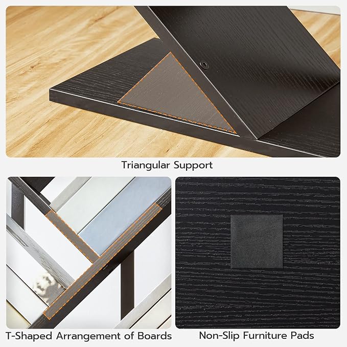 HOOBRO Tree Bookshelf, 9-Tier Bookcase Wooden Shelves, Floor Standing Storage Rack, for Display of CDs, Books in Living Room, Home Office, Wood Storage Rack for Bedroom, Black BB08SJ01G1