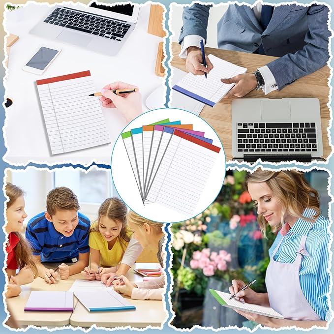 Colarr 24 Pack Legal Pads 4 x 6 Inches Lined Notepads 50 Sheets Wide Ruled Writing Pads for School College Office Business