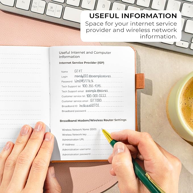 Clever Fox Password Book with alphabetical tabs. Internet Address Organizer Logbook. Small Pocket Password Keeper for Website Logins (Orange)