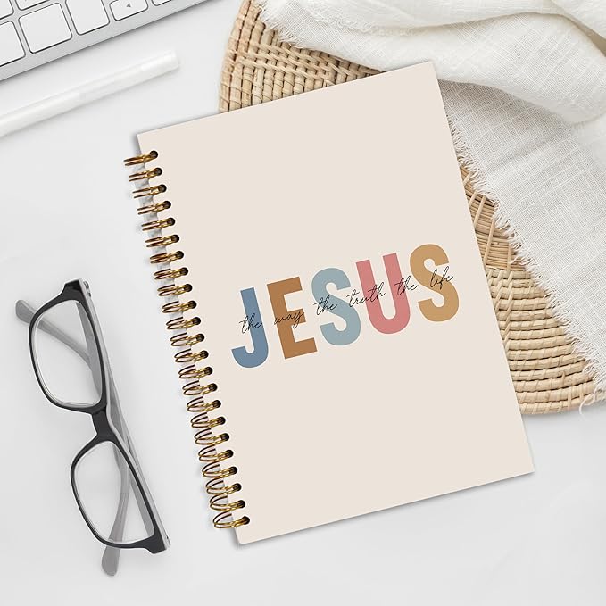 Bible Notebook, A5 Spiral Christian Journal with Floral Pink Butterfly Notebook, Bible Verse Jesus, Inspirational Notebooks for Women, Bible Study, Gift for Birthday Christmas, Office Supplies