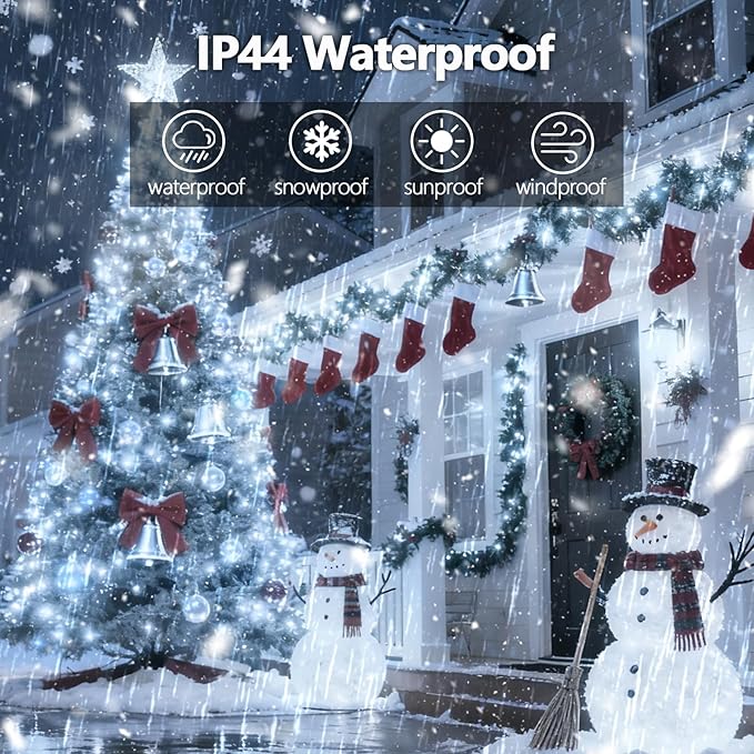 2025 New Voice Control 88ft 240LED Smart Christmas String Lights Outdoor/Indoor | String Lights with Remote, 12Modes, 7Voice Commands & Timers, Christmas Twinkle Light for Xmas Tree Decor (Cool White)