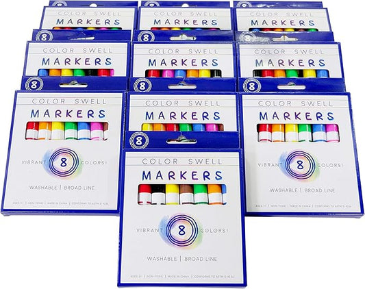 Color Swell Washable Bulk Markers 10 Boxes of 8 Vibrant Colors Are Perfect for Teachers, Kids, Parties, and Classrooms