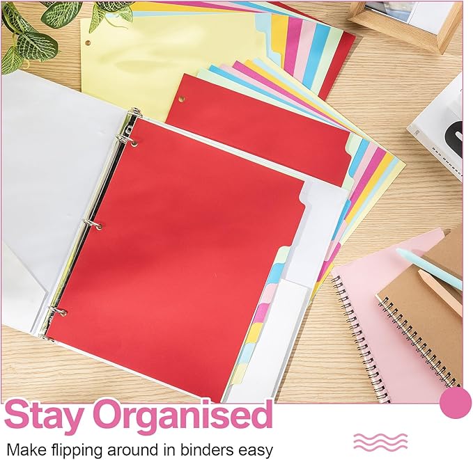 Fulmoon 320 Pieces 3 Ring Binder Dividers with Tabs 40 Sets 8 Tab Dividers for 3 Ring Binders Letter Size 3 Hole(Stylish Color)