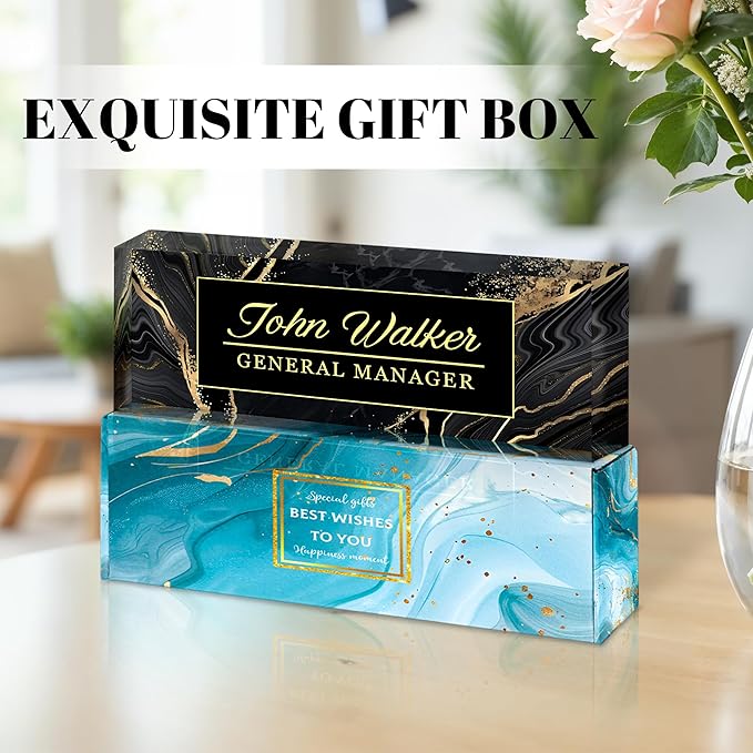 Ship Next Day Personalized Name Plate for Desk, Custom Acrylic Desk Name Sign, Office Appreciation Gifts for Women Men Coworkers Boss Teacher Employee (Black Marble)