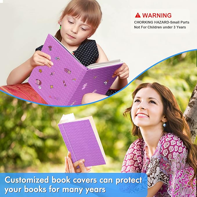 Feela 8 Pack Stretchable Jumbo Fabric Book Covers, Solid Colors, Washable Durable Reusable Nylon Covers for Hardcover Textbooks & Notebooks up to 9'x11'