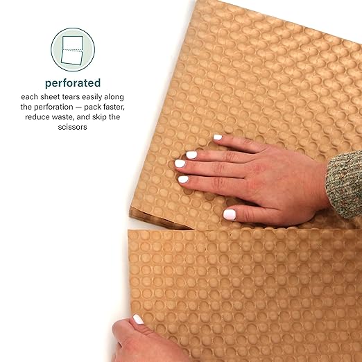 Elementree Paper Bubble Wrap Sheets for Packing, Moving, & Shipping - 12" x 12" x 250' - Eco-Friendly Kraft Bubble Paper - Recyclable Cushioning Wrap - Made in the USA (01913)