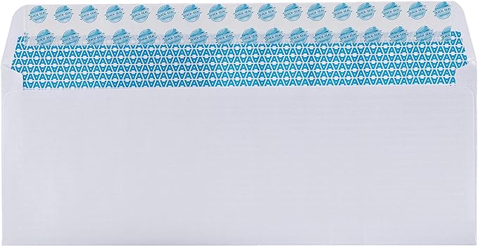 Aimoh #10 Custom Printed Security Tinted Self–Seal Envelopes - Personalized with Logo and Address/Return Address Imprinted -Size 4-1/8 X 9-1/2" -White -24 LB -Box of 2500 Count (7-34010-2500)