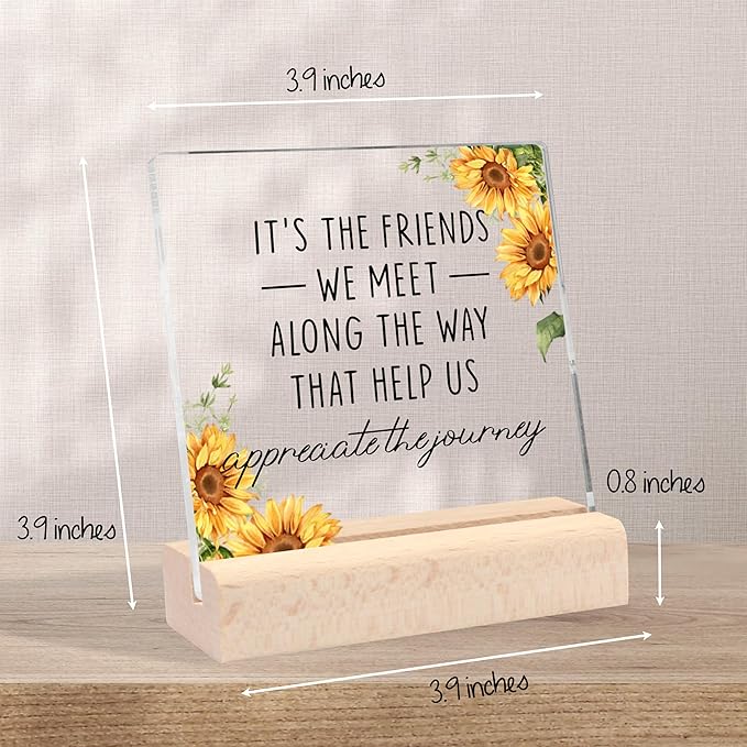 Friendship Gifts for Women, Bestie Gifts Best Friend Birthday Gifts Clear Desk Decorative Sign Farewell Going Away Gifts for Friends Women Graduation Gifts Congratulations Gift