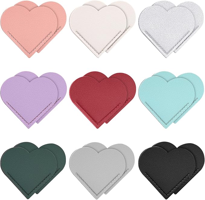 18 Pcs Leather Heart Bookmarks, Cute Heart Bookmark Corner, Bookmarks for Women, Book Marks for Teachers Students School Office Home Supplies