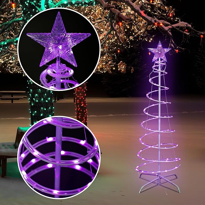 Presence 3 PCS Spiral Christmas Tree with Lights for Outside, Collapsible Multicolor LED Lighted Mode Christmas Tree for Outdoor