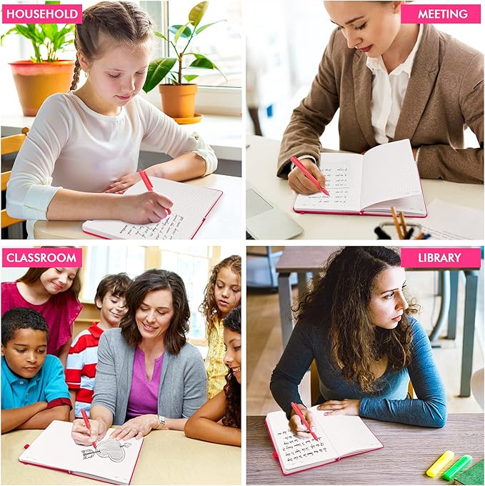 feela 12 Pack Notebooks Journals Bulk, Hardcover Notebook Classic Ruled Lined Journals with Pen Holder for Women Girls School Business Supplies, with 12 Black Pens, 120 GSM, 5.1”x8.3”, A5, Berry