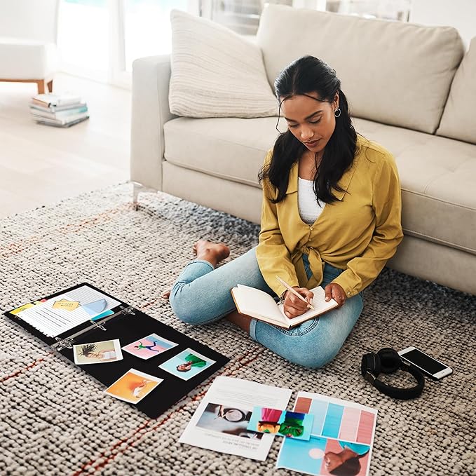 Samsill Durable 5 Inch Binder, Made in The USA, D Ring Binder, Customizable Clear View Cover, Charcoal Black, Holds 1050 Pages