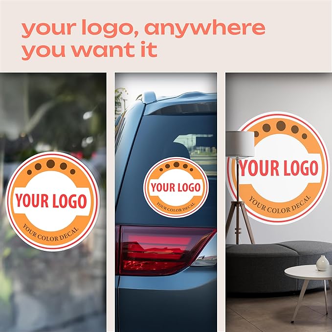 Custom Logo Decals & Stickers – Personalized Vinyl Business Signs – Waterproof Full Color Window & Wall Decal for Storefront, Office, Car, Door, Home