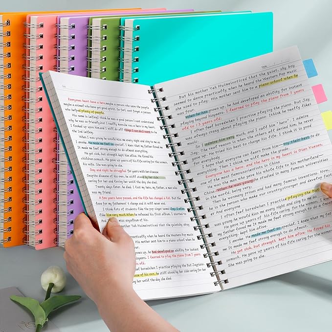 AHGXG Spiral Notebook College Ruled - Large Spiral Notebook 8.5" x 11", 300 Pages Writing Journal for Work, 100GSM Thick Paper, Plastic Hardcover A4 Notebook for School Supplies Women Men, Green