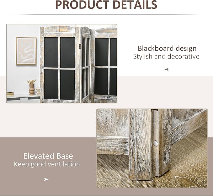 NicBex Room Divider 4 Panel Room Dividers with Black Boards Partition Room Dividers and Folding Privacy Screens 5.6 FT Wall Divider for Home, Office, Room Separation,70.75"W x 0.75"D x 69.75"H,Natural
