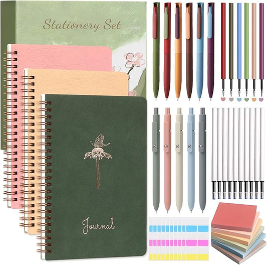 Stationery Gift Set for Women – 37PCS Aesthetic Journal Kit with A5 Spiral Notebooks, Gel Pens, Sticky Notes & Tabs, Premium Gift Box – Perfect for Birthday, Graduation & Holidays