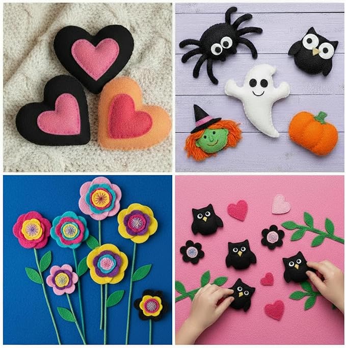 15 Pack Stiff Black Felt Fabric Sheets for Crafts, 11.81 x 7.87 Inches, Durable Craft Felt for DIY Projects, Sewing, and Decorative Accessories