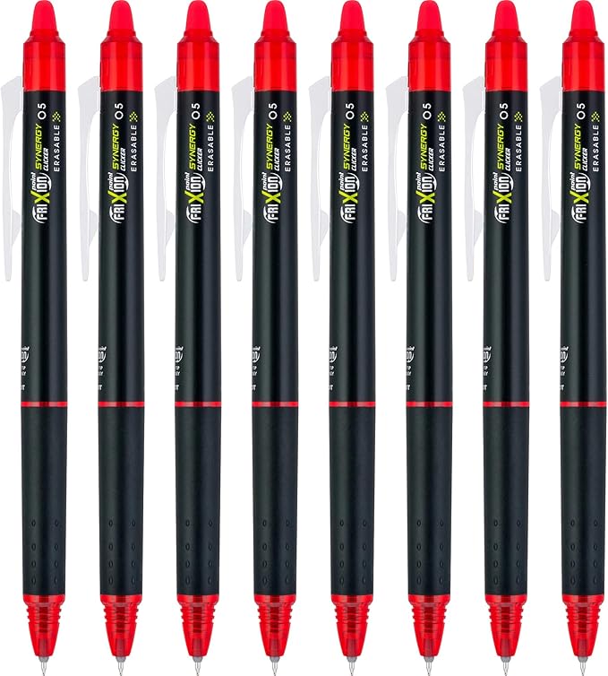 PILOT FriXion Synergy Clicker Erasable Gel Ink Pens, Extra Fine Point, Red Ink, 8-pack (17855)