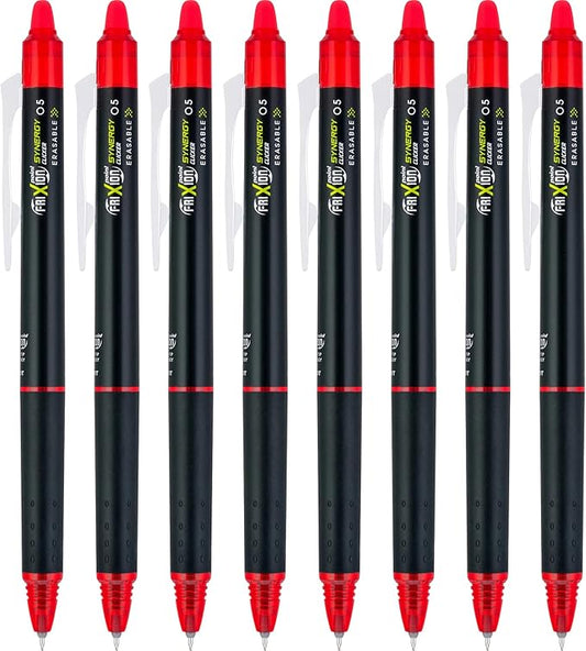 PILOT FriXion Synergy Clicker Erasable Gel Ink Pens, Extra Fine Point, Red Ink, 8-pack (17855)