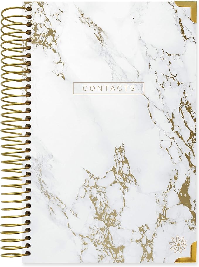 bloom daily planners New Address Book with Alphabetical Tabs - Hardcover Contact Book & Password Book Organizer for Addresses, Phone Numbers, Birthdays & Anniversaries (6” x 8.25”) - Marble