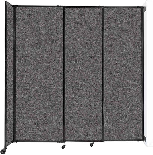 Wall-Mounted Sliding StraightWall Room Divider | Adjustable Widths | Locking Wheels | Room Separator | Up to 7'2" Wide x 7'6" Tall Charcoal Gray Fabric Panels