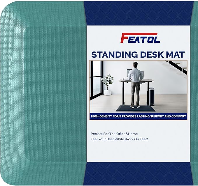 FEATOL Anti Fatigue Mat Floor Mat, Extra Thick Standing Office Desk Mat Memory Foam Cushioned Anti Fatigue Ergonomic Kitchen Mats Comfort Standing Pad NOT PVC 9/10 Inch Thick (Green, 20x59x9/10-Inch)