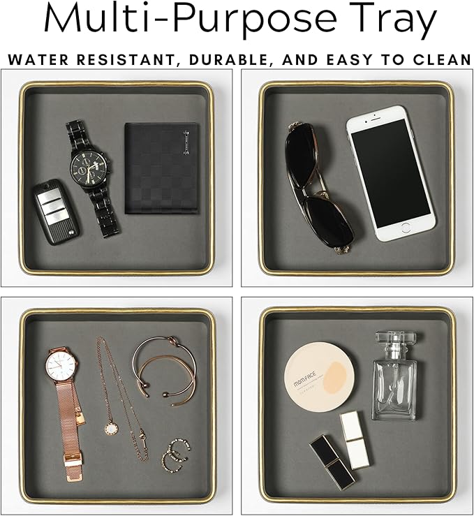 Key Bowl for Entryway Table| Leather Catch All Bowl| Key Dish Bowl for Entryway Table| Key Basket EDC Tray| Key and Wallet Holder Key Holder Bowl| Bowl for Keys Entryway Table -Gray