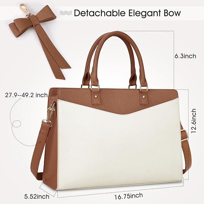 RAINSMORE Laptop Bag for Women 15.6 Inch PU Leather Laptop Tote Professional Business Office Work Bag Waterproof Briefcase Computer Tote Bag Large Lightweight Handbag Shoulder Bag