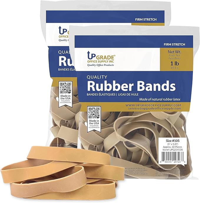 Upgrade Office Supply UPG234105PK2 Rubber Bands, Size 105 (5 x 5/8), 120 Bands, 2 lb Pack, USA