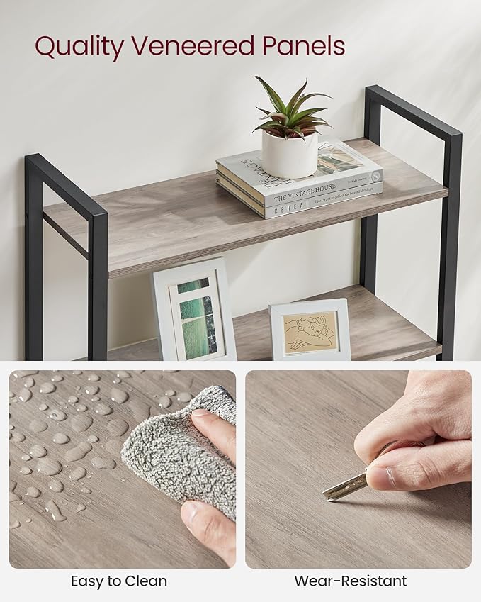 VASAGLE 6-Tier Bookshelf, Bookcase with Steel Frame, Book Shelf for Living Room, Home Office, Study, 11.8 x 31.5 x 73.2 Inches, Industrial Style, Heather Greige and Ink Black ULLS082B02