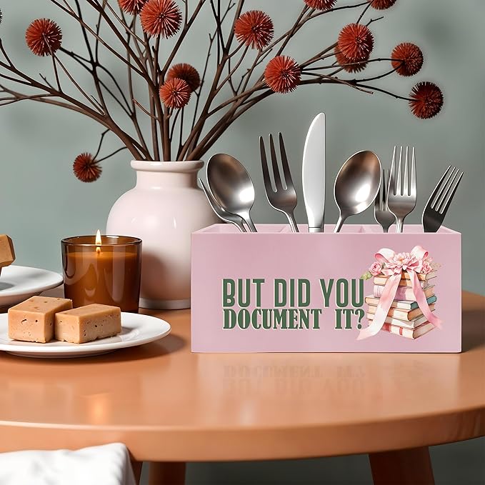 But Did You Document It Pink Pencil Pen Holder for Desk, HR Human Resource Gifts, Funny Work Gifts for Coworkers Wooden Pencil Holder Organizer for Home Office Desk Accessories