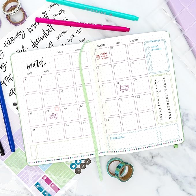 PAPERAGE Dotted Journal Notebook, (Light Grey), 160 Pages, Medium 5.6 in x 8 in - 100 GSM Thick Paper – Hardcover Journaling Notebook for Work, School & Bullet Journaling