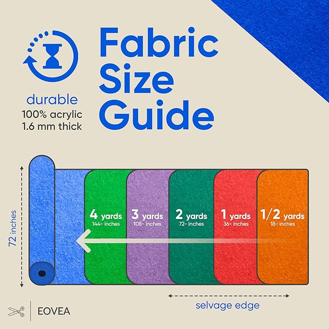 EOVEA | Acrylic Felt Fabric by The Yard - Non-Stiff, Soft Material - 72" Wide - 1.6mm Thick Felt Sheets for DIY Crafts, Sewing, Upholstery, Cushion, Padding(Royal Blue, 5 Yard)