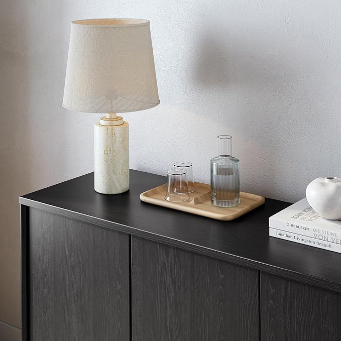 Prepac Finnley 61.5" Wide Sideboard Cabinet, Wood Entryway Sideboard with 2 Adjustable Shelves, Dining Room Buffet with 4 Doors, Living Room Accent Cabinet for Storage and Decorations, Black Oak