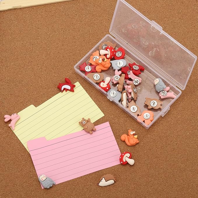 Thumb Tacks 30Pcs Push Pins for Cork Board Bulletin Board(Multiple Animals)